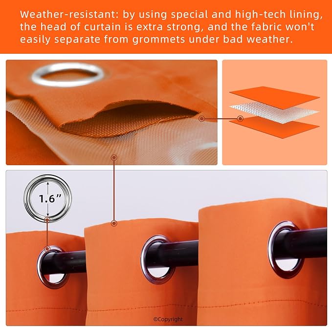 Outdoor Indoor Curtains W52 x L108 - Image 3