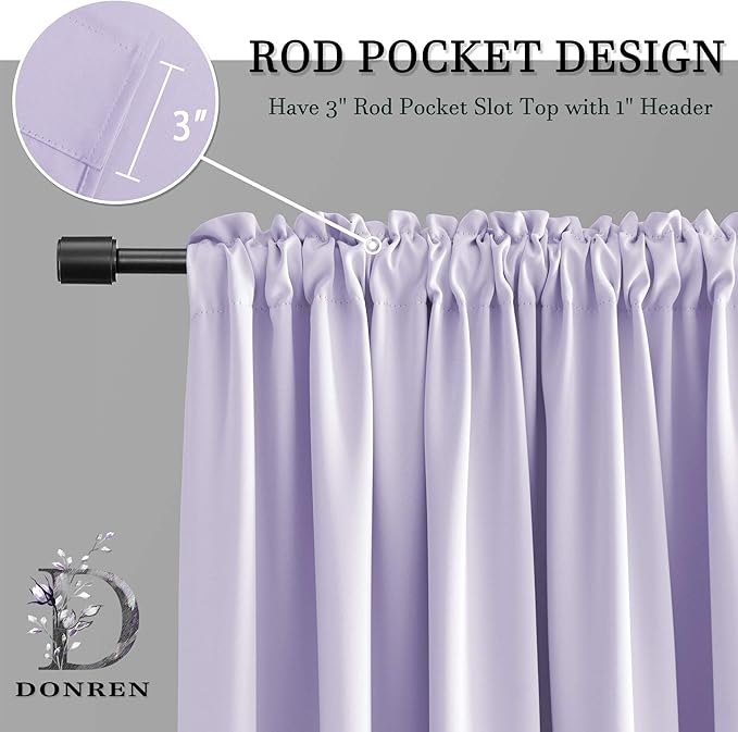 DONREN Lavender Purple Room Darkening Curtains - Image 4