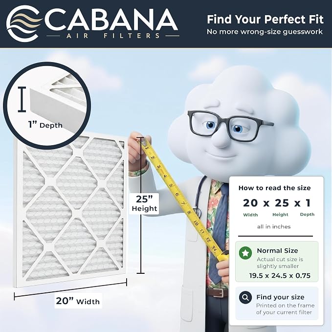 Cabana Filters 6-Pack 20x25x1 MERV 5 AC Furnace Air Filter, Pleated Filters - Image 5