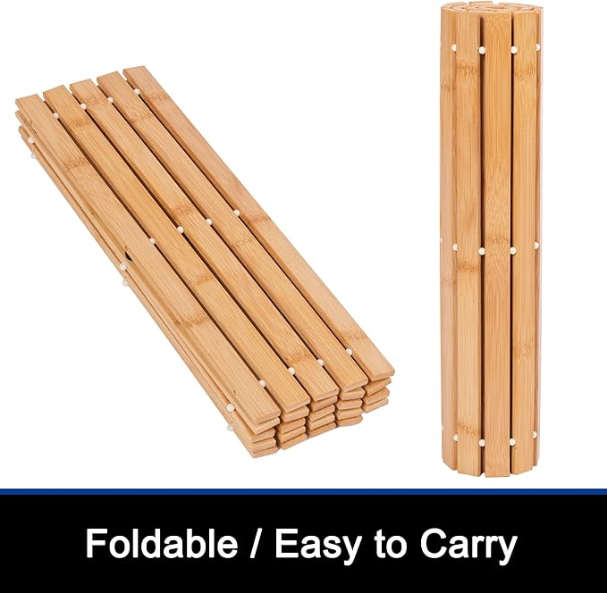Bath Mat Bathroom Rugs Floor Wood Shower Bathtub Waterproof Non Slip Natural - Image 6
