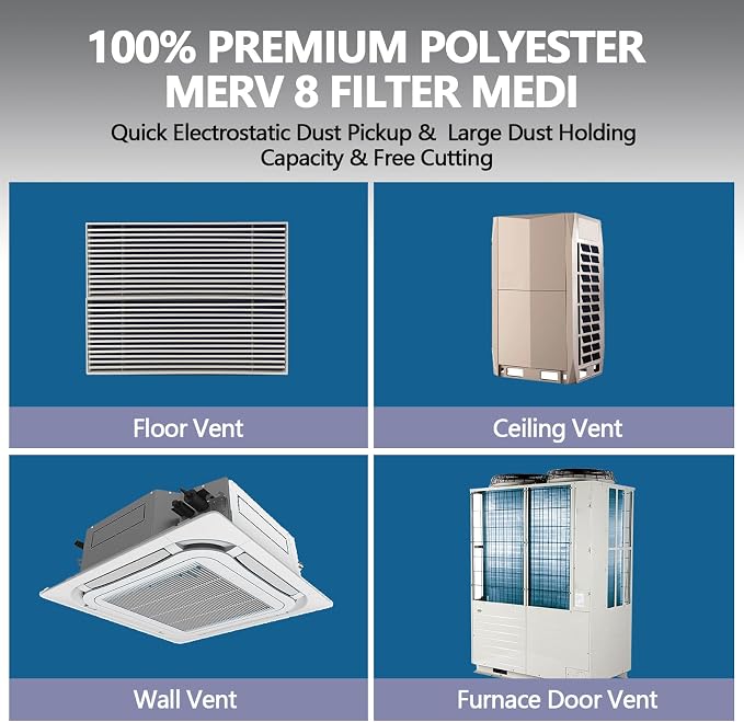 20" x 120" Cut to Size Air Filter Material, MERV 8 Triple Air Vent Filters - Image 5