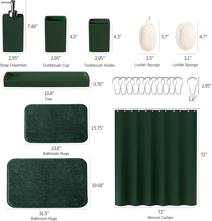 Green Bathroom Set, Dark Green Bathroom Accessories Set - Image 8