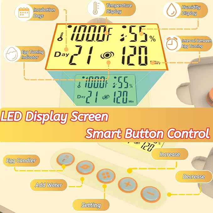 Egg Incubator for Hatching 56-154 Chicken/Quail/Turkey Eggs, 360° View Poultry - Image 4