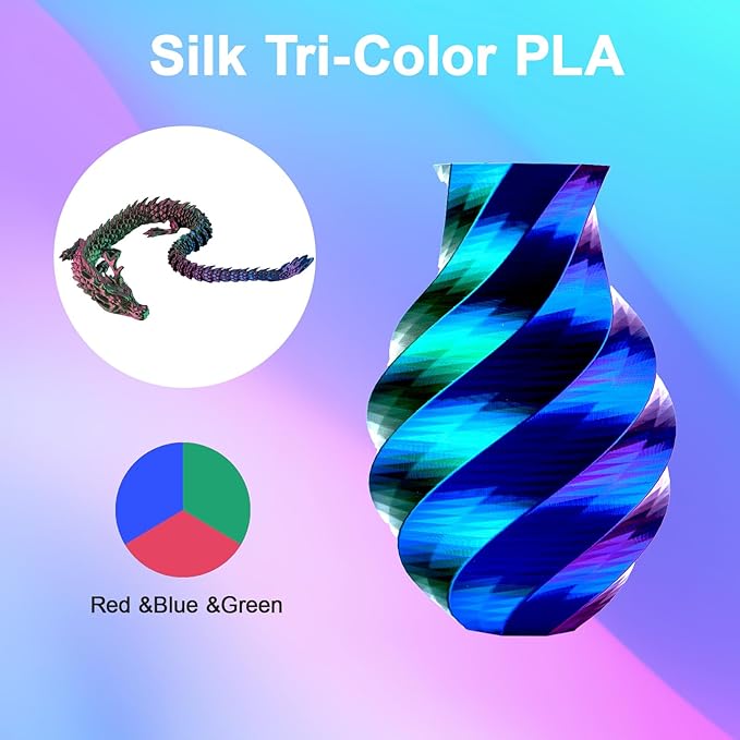 ERYONE Silk Tri Color PLA Filament 3D Printer 1.75mm +/- 0.03mm - Image 2