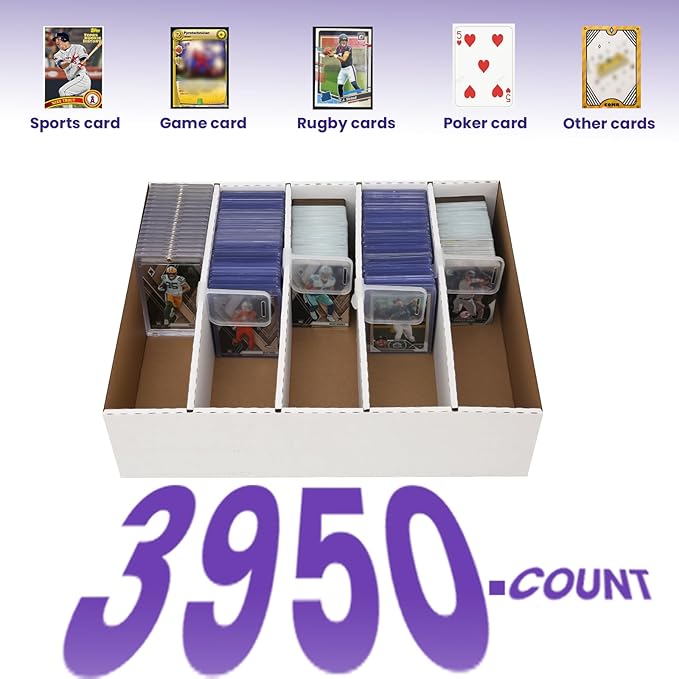 2 PACK Sports Card Box 3940 Count Cardboard Trading Card Storage Box, Bulk Card - Image 3