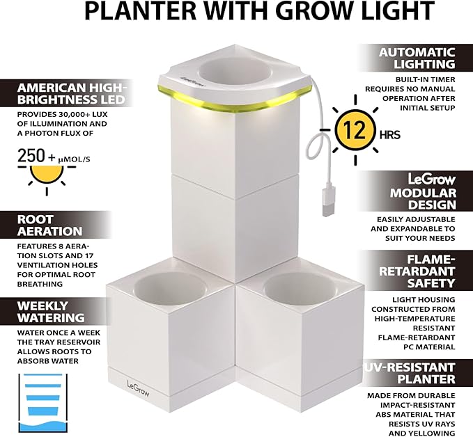 LeGrow Indoor Planter with LED Grow Light, Automatic 12 Hours Timer, 7 Days - Image 4