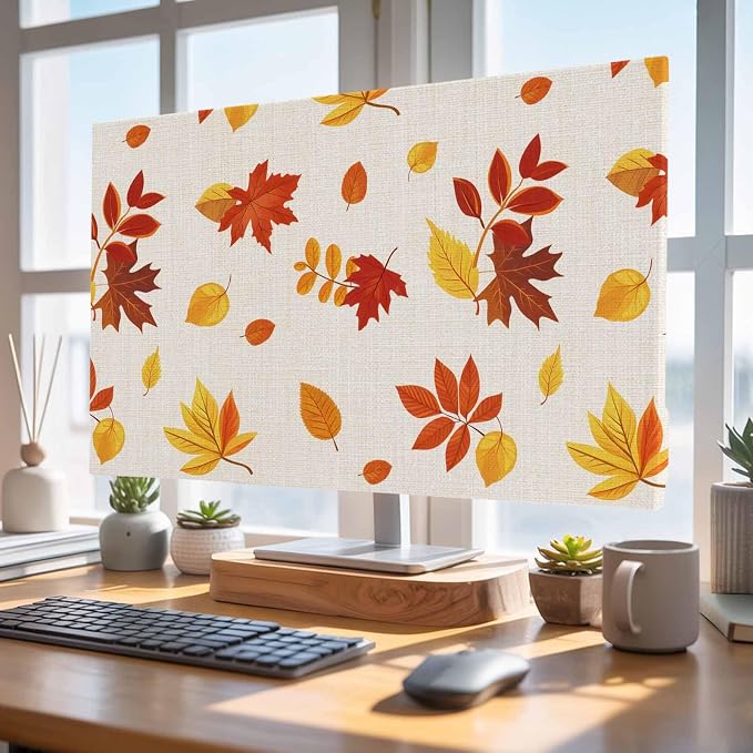 Autumn Orange Maple Leaves Falling Indoor TV Cover, Elastic TV Screen Protector - Image 4