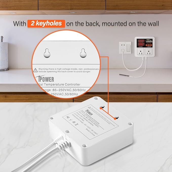 iPower Temperature Controller 1200W 10A Dual Digital Outlet Thermostat Plug - Image 5