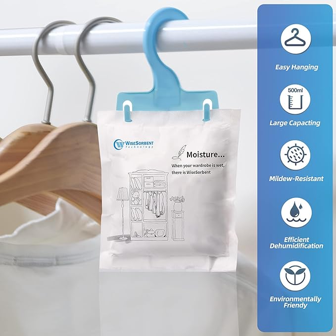 Moisture Absorber Refill Hanging Bags, 12 Pack – Calcium Chloride Dehumidifier - Image 6
