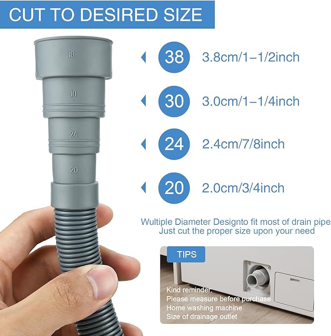 6.5ft Washing Machine Drain Hose Extension Kit, Universal 7PCS Set - Image 3