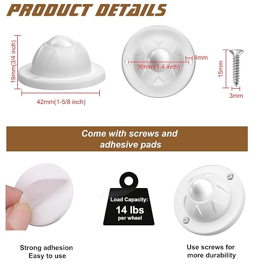 PlusRoc 16 Pack Self Adhesive Caster Wheels - Image 2