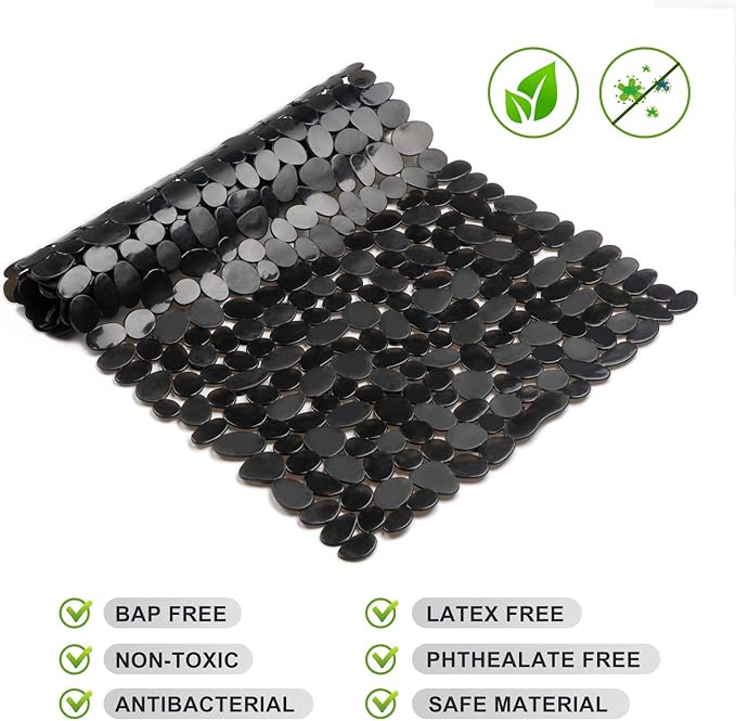 WELTRXE Non Slip Bathtub Mat 35 x 16 Inches Pebbles Shower Mats - Image 4