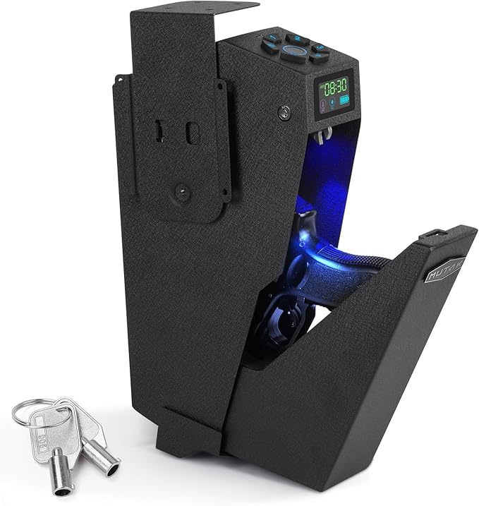 Gun Safe for Handgun, Drop Down Biometric Pistol Safe, 3 Ways Quick Access by Mutak