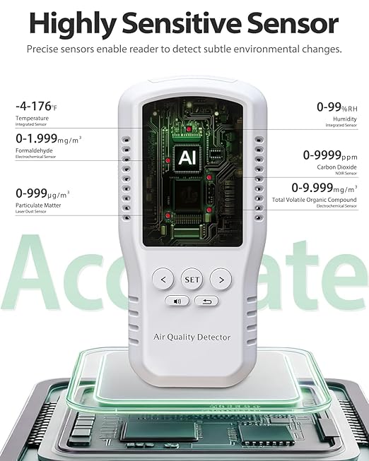 9-in-1 Air Quality Monitor, HCHO TVOC CO2 PM10 PM2.5 PM1.0 Detector, - Image 4