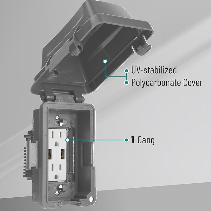 Bates- Weatherproof Electrical Outlet Cover, Outdoor Plug Cover - Image 3
