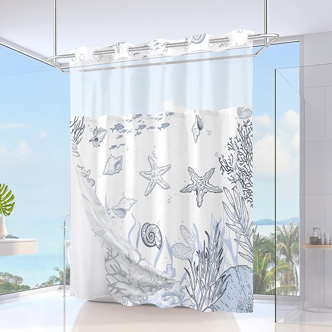 Extra Long No Hook Shower Curtain - Image 2