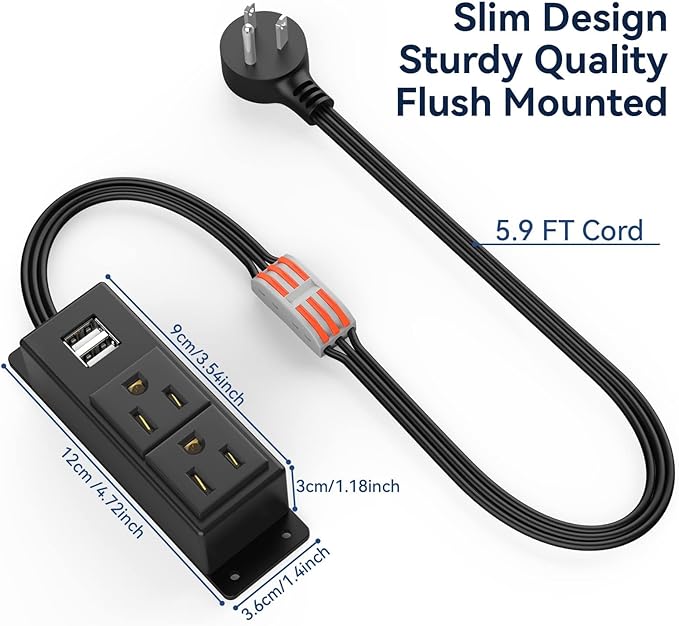 2Pack Electrical Power Outlet Kit, Hidden Outlet Cabinet Accessories - Image 3