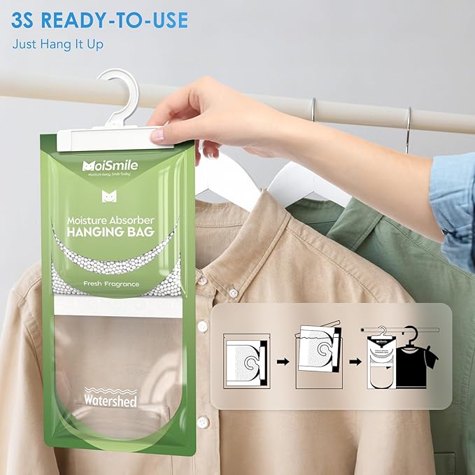 Moisture Absorbers 30 Pack Fresh Fragrance, Hanging Closet Dehumidifier Bags - Image 7