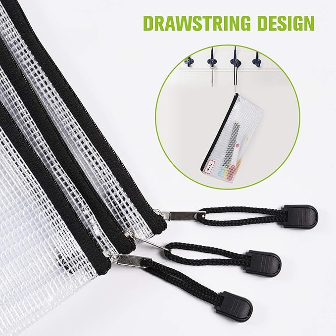 Mesh Zipper Pouch, A4 Size Tear-Resistant Document Pouch, Extra Large Zip File - Image 5