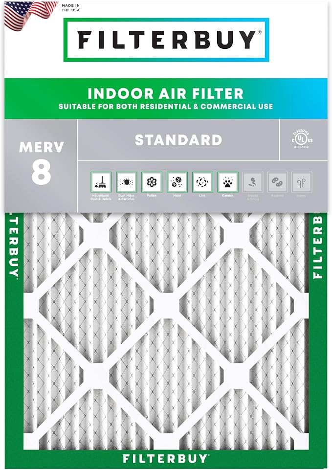 Filterbuy 24x25x1 Air Filter MERV 8 Essential Dust & Allergy Defense, by Filterbuy