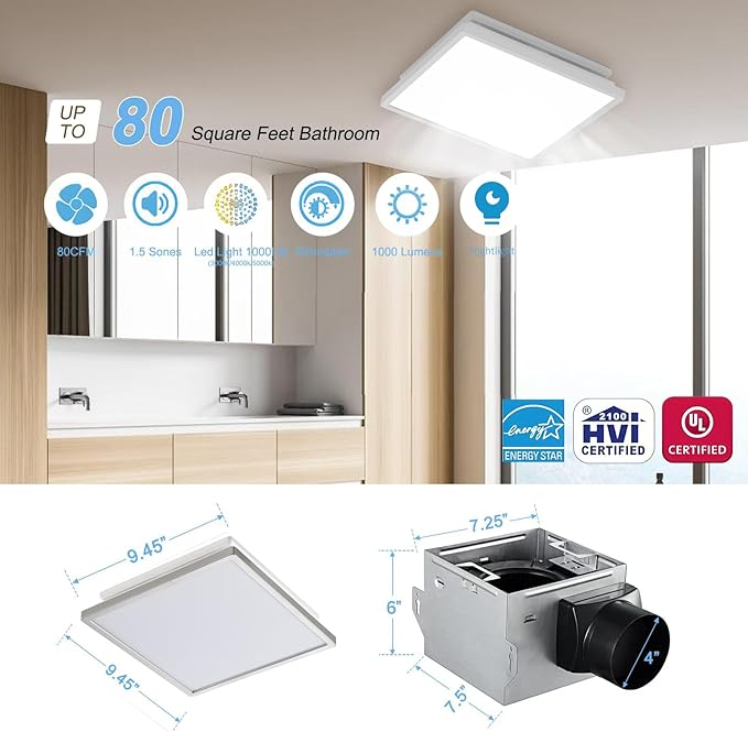 Tech Drive Modern Nickel Bathroom Exhaust Fan - Image 2