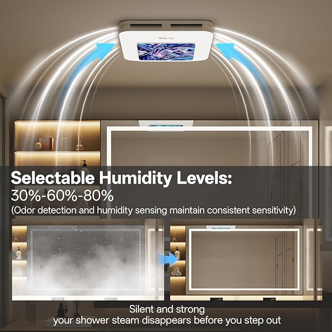 Bathroom Fan with Humidity Sensor, 230 CFM 1.0 Sone Bathroom Exhaust Fan with - Image 5