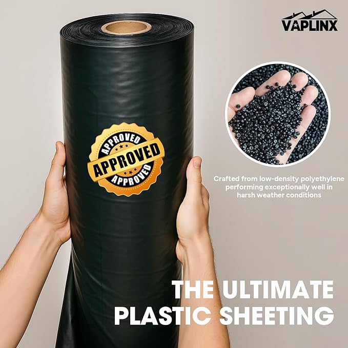 10 Mil Black Plastic Sheeting 5x100 FT – Heavy Duty Polyethylene Plastic Rolls - Image 5