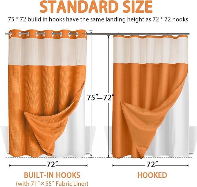 No Hook Shower Curtain and Liner Set - Image 6