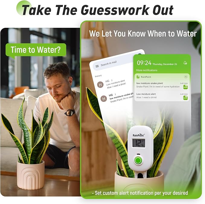 RAINPOINT Smart Digital Wireless Plant Moisture Meter Houseplants Indoor WiFi - Image 3