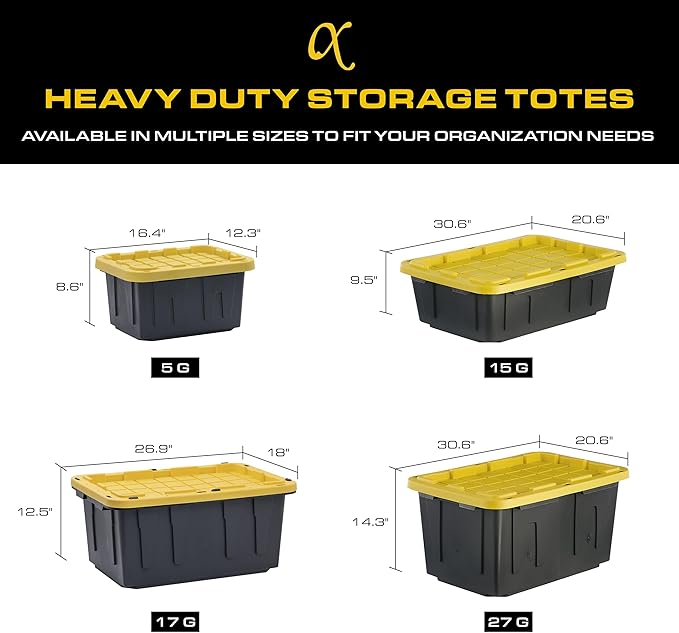 CX Black & Yellow 27-Gallon Heavy Duty Storage Bins - Image 8
