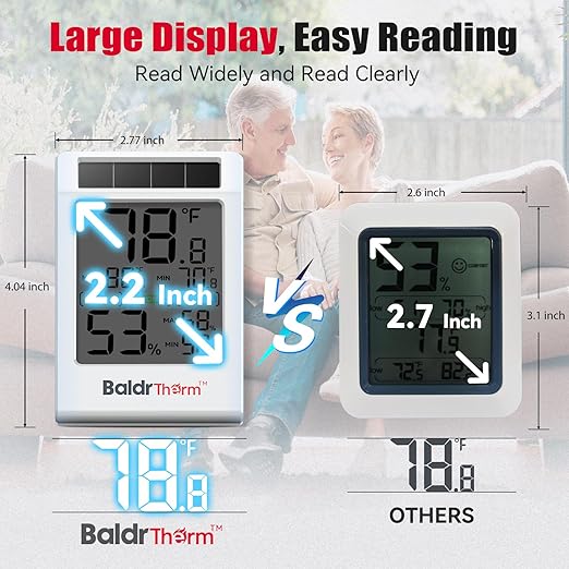 BaldrTherm Room Thermometer Indoor Humidity Meter Solar Powered - Image 7