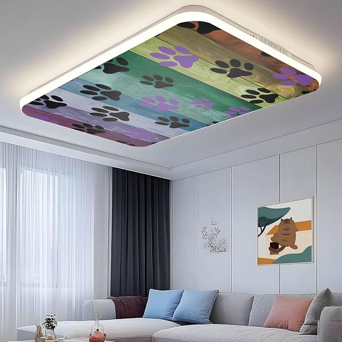 Yukro 1 Pack Fluorescent Light Covers Colorful Dog Paw Prints on The Board - Image 2