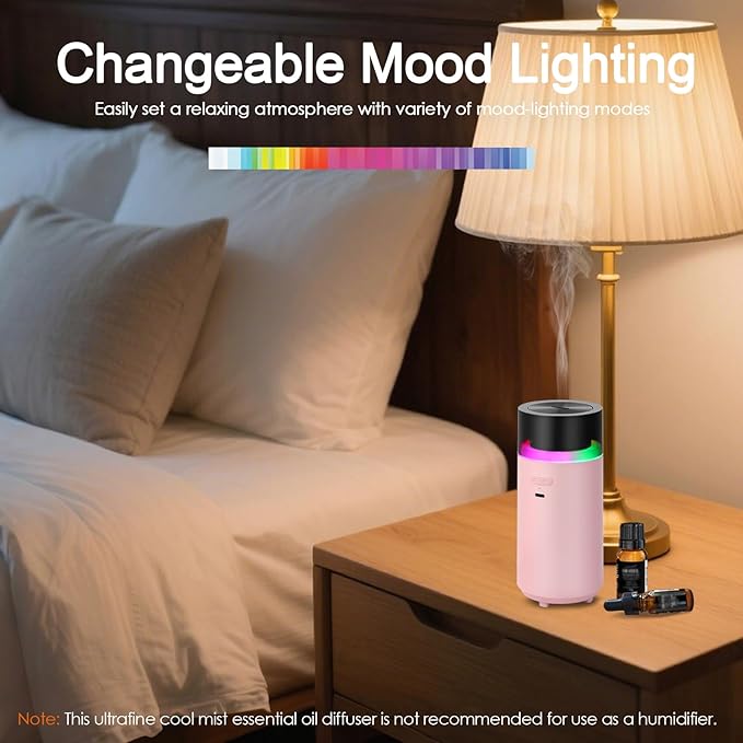 HODEMI Cordless Diffuser for Essential Oil, Portable Cool Mist Aromatherapy Car - Image 6