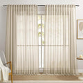 Dreaming Casa Taupe Sheer Curtains 102 Inches Long, Rod Pocket & Back Tab Light by DreamingCasa