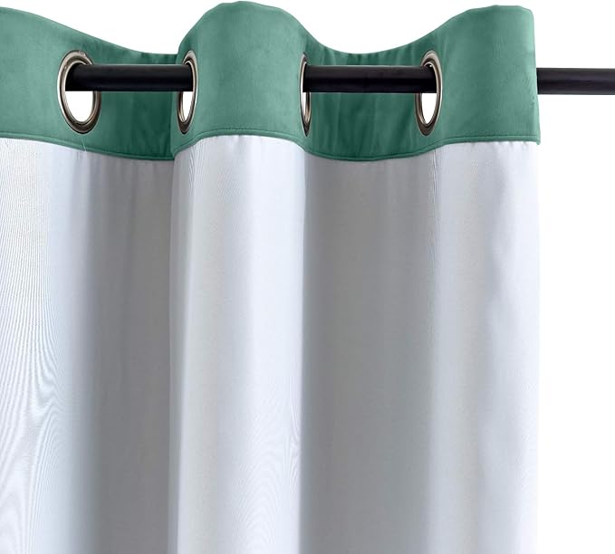 ChadMade Extra Wide Blackout Lined Premium Velvet Curtain Teal 120Wx102L Inch - Image 3