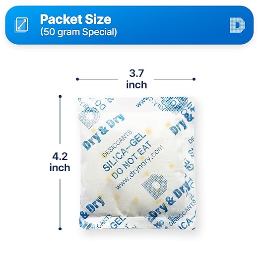 Dry & Dry 50 Gram Orange Indicating Silica Gel Packets Desiccants - Image 6
