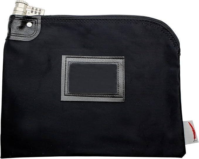 Heavy-Duty Money Bag with Lock – 9" x 12" Water-Repellent Laminated Nylon Bank by CardinalBagSupplies