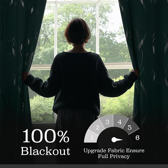 NICETOWN 100% Blackout Aqua Blue Curtain Panels 63 inches 2 Pieces, 52 inches - Image 2