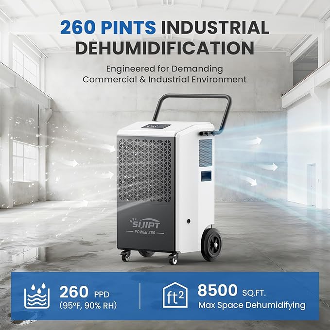 Commercial Dehumidifier with Pump, 260 Pints Industrial Dehumidifier - Image 2