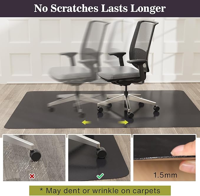 5'×8' Black Floor Mat for Under Dining Room Table, No Scratch Durable Plastic - Image 4