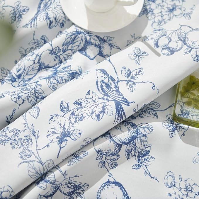 jinchan 95% Blackout Floral Curtains 63 Inch Length, Printed Flower Blue - Image 4
