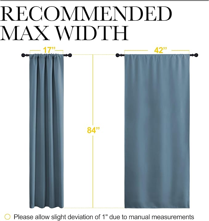 NICETOWN Blackout Curtains for Living Curtains, Smoky Blue, 2 Panels, 42 by 84 - Image 5