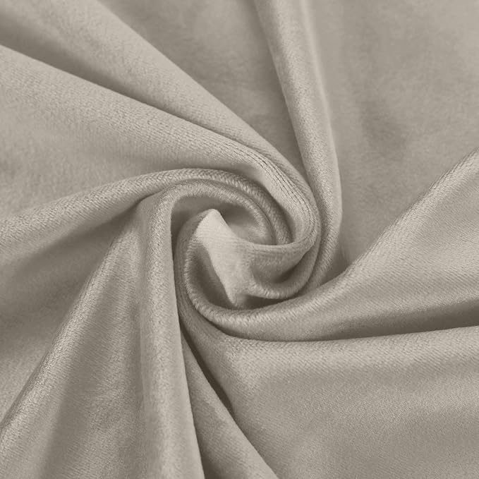 ChadMade Extra Wide Blackout Lined Premium Velvet Curtain Gray Beige 120Wx102L - Image 6