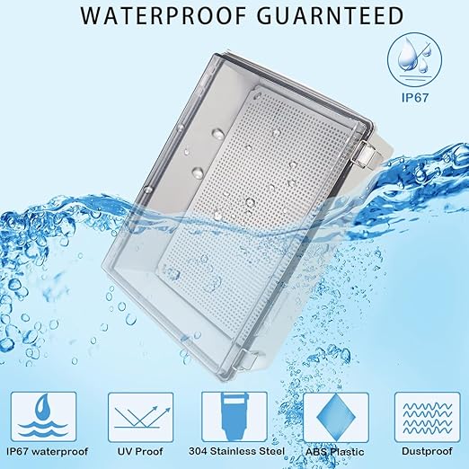 Zulkit Junction Box, IP67 Waterproof Electrical Box Hinged Clear Cover - Image 2