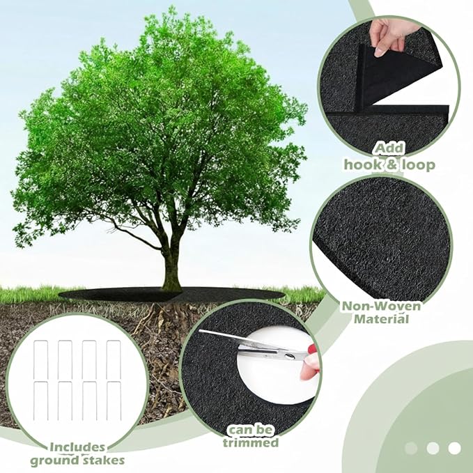 Tegeme 4 Pack 24.5 Inch Non Woven Tree Mulch Ring - Image 3