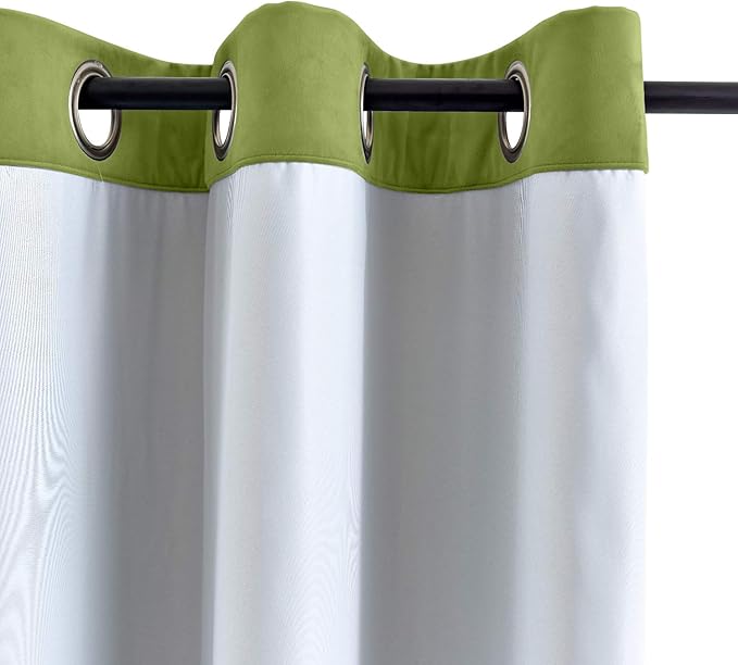 ChadMade Blackout Lined Premium Velvet Curtain Green 72Wx96L Inch, Eyelet - Image 3