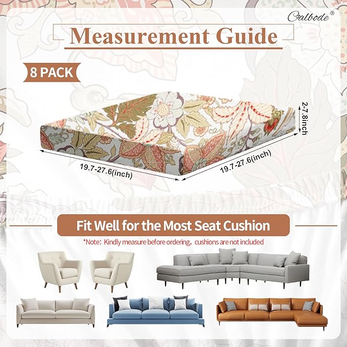 8Pcs High Elastic Digitally Printed Sofa Seat Cushion Cover, Soft & Comfortable - Image 2