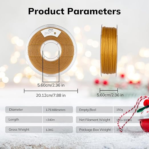 AMOLEN 2kg PLA Pack Glitter Gold & Glitter Silver 3D Printer Filament 1.75mm - Image 5