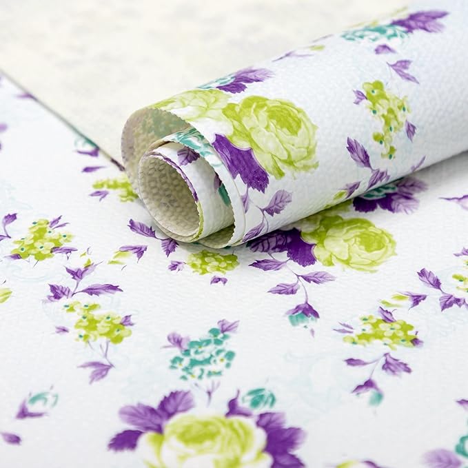 2 Rolls 18" W x 96" L Floral Drawer and Shelf Liner by DwellAid