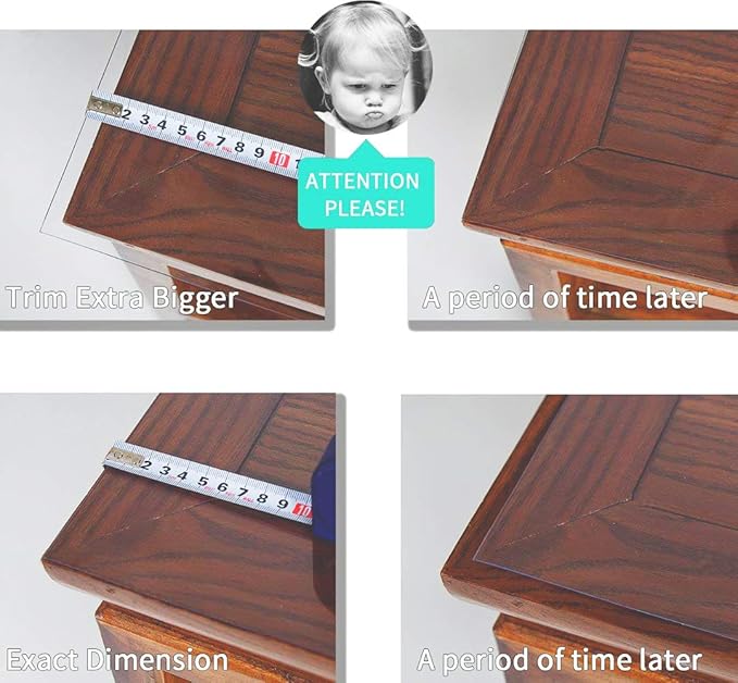 NECAUX Custom 54 x 68 Inch Clear Table Cover Protector, 1.5mm Thick Wood Grain - Image 7